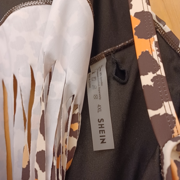 Cheetah Fringe Swim top Sz 4X - Picture 6 of 6